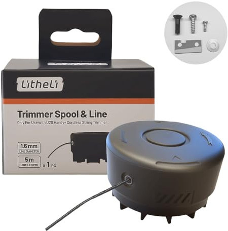 Ersatz-Trimmerspule passend für Litheli 25 cm Rasentrimmer – Fadenkopf/Mähkopf mit verstärktem Nylonfaden, Easy Load & Go