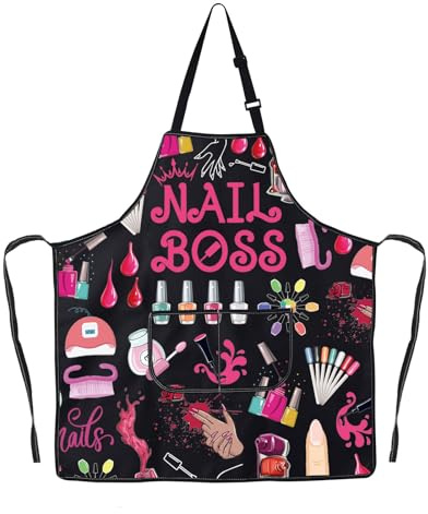 MYSOMY Nail Tech Apron With Pockets Nail Artist Aprons Nail Boss Apron Nail Technician Gifts Nail Salon Aprons For Women