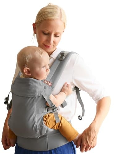 Beco Gemini 2.0 Babytrage ab Geburt, 4 Trageweisen, Grau | M-Cloud Polsterung, Ergonomischer Hüftgesunder Sitz, voll Verstellbar für jedes Elternteil, wächst mit dem Kind mit.