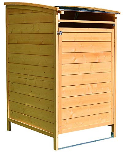 Mucola Mülltonnenbox Müllbox Mülltonnenverkleidung Holz 73x85x127 cm Braun | 1 Tonne bis 240 L, Klappdeckel mit Federn, geschlossene Rückwand, belüftet, geruchsarm, wetterfest vorimprägniert, Einzelbox