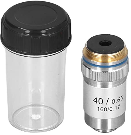 Marhynchus 40X High Magnification Achromatic Microscope Objective 40X Magnification Lens High Power Lens with Spring Protection Interface for Biological Microscopes Study