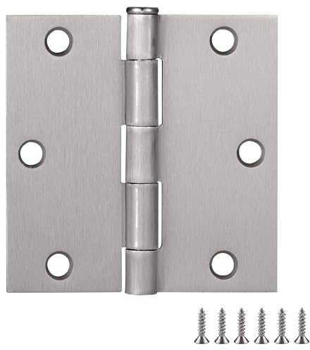 Design House 181479 Door Hinge in Satin Nickel, 3-1/2-Inch, Square Corner, 3-Pack, 3.5 x 3.5 Standard | Square Radius, Surface, Traditional, Steel, 3-Pack, Hardware, 181479