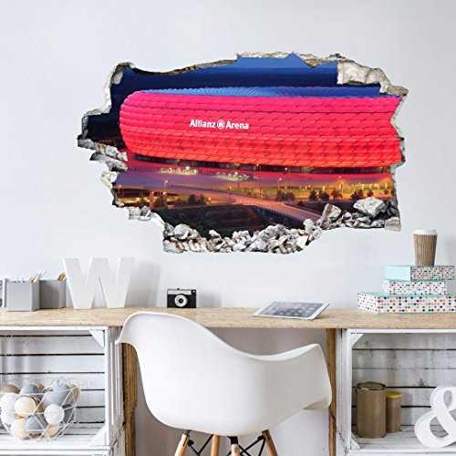 Fanartikel Fußball Wandtattoo Fussball Tapete 3D Klebebilder für die Wand Dekoration FCB Allianz Arena 60x36 cm Wall-Art