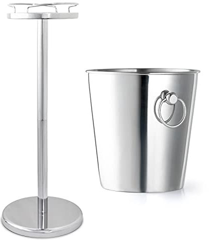 Sekt-Champagner-Wein-Kühler mit Ständer-Fuß ca. 90 cm hoch polierter Edelstahl - ideal für Feiern. Hochzeiten. Jubiläen. Partys und Sylvester-Veranstaltungen