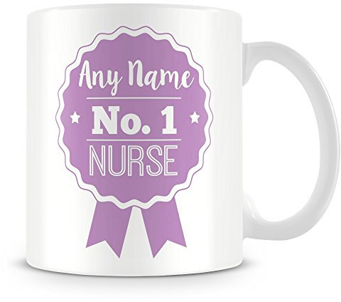 Number 1 Nurse 'Rosette Award' Personalised Mug/Cup - Customise with Name - Purple