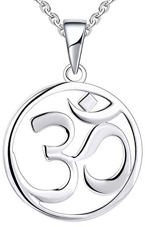 JO WISDOM Damen Kette Silber 925,Halskette Anhänger indische Yoga Om Ohm mit Weißgold plattiert,Schmuck für Frauen