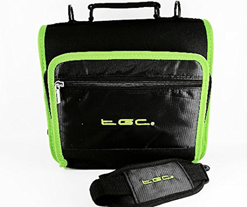 DBPOWER 9 9.5 10 10.5 Inch Portable DVD Player Shoulder Carry Case Bag by TGC ® (Jet Black With Electric Green Trims)