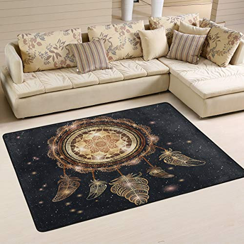 Mnsruu American Indian Traumfänger Mandala Feder Bereich Teppich für Wohnzimmer Schlafzimmer 183 cm x 122 cm
