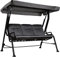 Outsunny Hollywoodschaukel, 3-Sitzer Gartenschaukel, Verstellbares Sonnendach, Texteline Grau 200 x 120 x 170 cm
