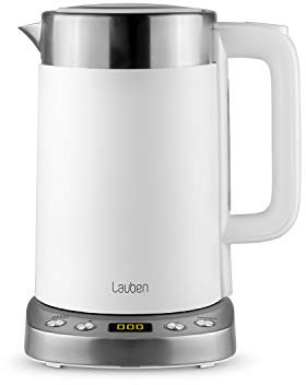Lauben Elektrischer Wasserkocher EK17WS, energiesparender Edelstahl-Wasserkocher mit Abschaltautomatik und Trockengehschutz, 1,7 Liter, 2200W, weiß