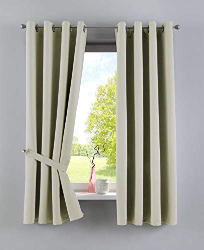 Gardinenbox Vorhänge Blickdicht »Newyork« Beige HxB 160x140 cm 2er-Pack Thermo-Gardinen Verdunkelungsvorhang Blackout Ösen schalldämmend ÖKOTEX UV-Schutz Raffhalter, 201920600-2