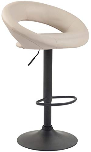 Sgabello Cucina Rétro Moderno Olinda In Similpelle I Sedia Alta Bar Altezza Regolabile 60-81 CM, Colore:crema, Colore del telaio:nero