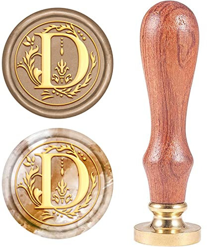 craspire Retro Alphabet Initialen Wachs Versiegelungsstempel Classic Vintage 26 Buchstaben AZ 25mm Abnehmbarer Messingkopf Holzgriff Für Umschlag Einladung VerschönerungDekoration (Buchstabe D)