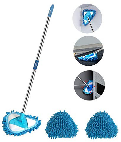 Lazy Balai de nettoyage triangulaire rotatif à 180 degrés, pour la maison, la salle de bain, le sol, le mur, le canapé, le lit, installation et rangement faciles