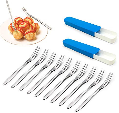 10 Tenedores De Fruta De Postre, Recogedor De Acero Inoxidable Pulido Con Caja De Almacenamiento, Tenedores Pequeños Para Postres, Frutas, Ensaladas, Aperitivos, Cócteles, Tartas