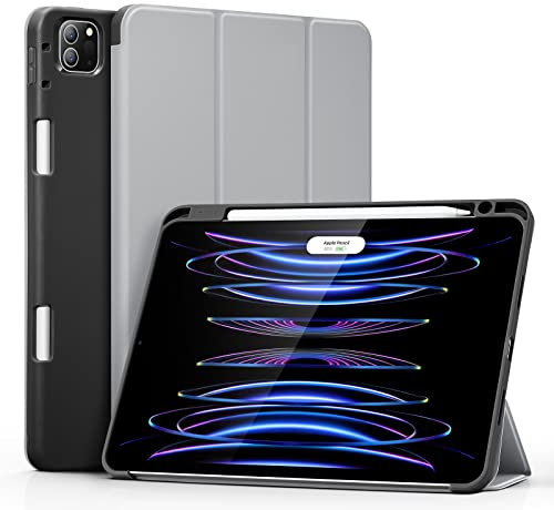 ESR Cover Pencil Compatibile con iPad PRO 11 (2022/2021, 4a/3a Gen), Custodia con Supporto per Pencil 2, Retro Flessibile, Supporto Trifold, Automatica attivazione/Standby, Serie Rebound, Grigio