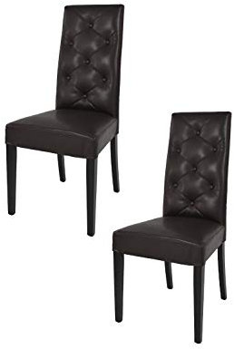 t m c s Tommychairs - 2er Set Moderne Stühle Chantal für Küche und Esszimmer, robuste Struktur aus lackiertem Buchenholz Farbe Wengeholz, gepolstert und mit Kunstleder in der Farbe Braun bezogen