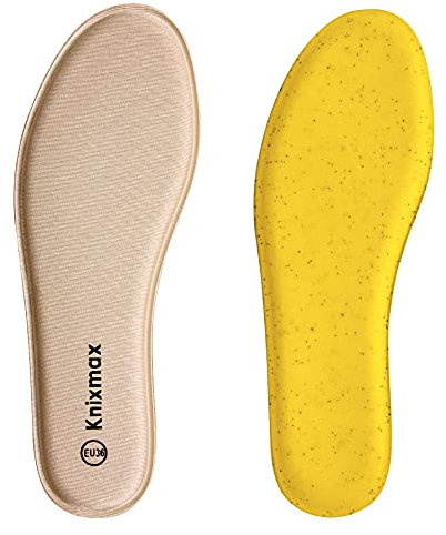 Knixmax Semelles Mémoire de Forme Confort, Semelles de Chaussures Femme de Homme, Absorption des Chocs et Un Amorti pour, Respirant M-Beige 46EU