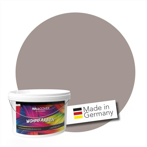 WALLCOVER hochwertige Wandfarbe für Innen | Grau Brau (Eternal Ember) | 1L für 8m² | Hochdeckende Innenfarbe Matt (Klasse 1) | Profi Qualität aus Deutschland
