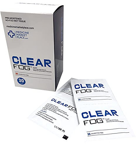 Clear Fog Anti-Fog Wipes, Prevent Steamed Up Glasses, Glasses Cleaning, Fog Wipes Lasts 24hrs, Lens Cleaning - 1 Pack of 30 Wipes (30 Wipes)