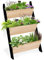 IDMarket – Jardinera escalera Freddy 110 CM 3 contenedores madera y negro huerto para jardín y balcón