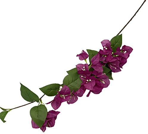 HYLYING Künstliche Bougainvillea-Seidenzweige, 80 cm, künstliche Blumen, Stiele, hängende Blumen, Ranke für Hochzeit, Heimdekoration (lila)