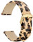 WOCCI 18mm Blumen Uhrenarmband für Damen, Echtes Leder, Schnellverschluss, Goldener Schnalle (Leopard)