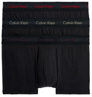 Calvin Klein Herren 3er Pack Boxershorts Low Rise Trunks Unterwäsche, Schwarz (B-Pwr Plm/Fusc Bry/Element Htr Lg), M