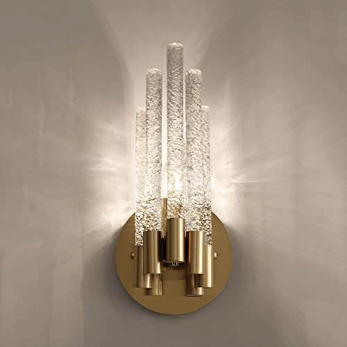 Jadssox Postmoderne Kristall-Wandleuchte Leuchte Indoor Gold Metall Wandleuchte, Wohnzimmer Dekor Wandhalterung Licht, geometrische E14 Wandleuchten für Schlafzimmer Nacht Wohnzimmer