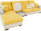 SHANNA Sofa Überzug Stretch, Couch Sofabezug 1 2 3 Sitzer L Form Ecksofa, Sofa Cover Sitzkissenbezug Sofaüberwürfe rutschfest Möbelschutz mit Elastischem Boden, Weben Gelb Chaise Abdeckung