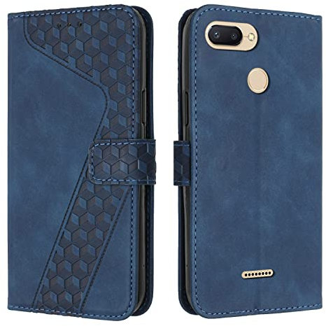 OKZone Coque pour Xiaomi Redmi 6/6A, Etui Protection Housse Premium en Cuir PU Portefeuille Étui Téléphone [Fermoir Magnétique] [Fentes pour Cartes] Flip Case pour Xiaomi Redmi 6/6A（Bleu