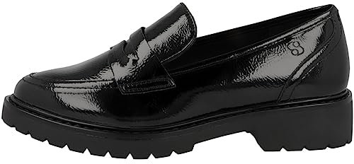 s.Oliver Damen Loafer ohne Absatz Lack Elegant Vegan Schwarz (Black Patent), 40