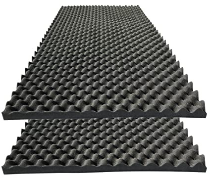 KTOESHEO 2 PCS Acoustic Panels,48''X24''X2'' Egg Crate Foam Soundproof Foam Wall Panels,High Density Fireproof Noise Cancelling Foam Studio Foam Panel,Noise (Black)