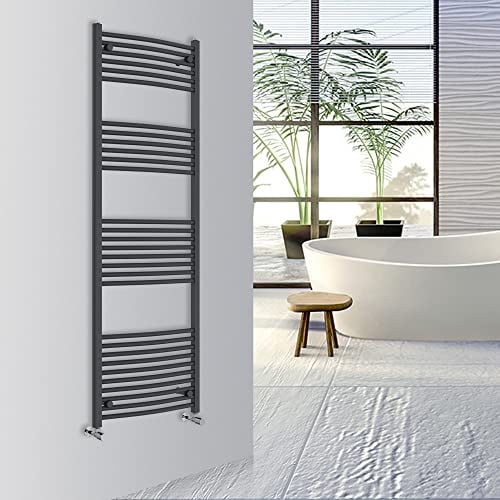 Warmehaus Curved Bathroom Heated Towel Rail Warmer 1800x600mm Anthracite | Central Heating Bathroom Ladder Radiator, 1.5mm Premium Mild Steel, Wall Mounted, Durable Finish, For Kitchen, Living Room
