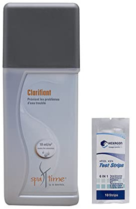 BAYROL SpaTime CLARIFIANT Liquide - 1L | Prévient Les problèmes d'eau Trouble - Liquide concentré + 10 Tests HPS OFFERTS 6 en 1