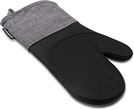 Cuisinart Gants de Four en Silicone Charbon de Bois – Manique Unique avec Manchette Grise à Chevrons, antidérapants, résistants à la Chaleur