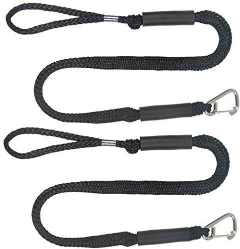 Gcroet Bungee Dock Line Mooring Rope for Boat, 2Pack Stretchable Boat Dock Lines Bungee Dock Line Stretchable Rope Mooring Rope Sailing Rope Marine Accessories 4FT