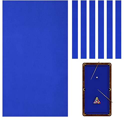 Mixweer Billardtuch, 2,6 m, aus Filz mit 6 Stoffstreifen, vorgeschnittener Billardtisch für Zuhause, Clubs, Bars, Indoor-Sportspiele (blau)