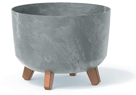 URBNLIVING Runder Blumentopf in Beton-Optik, für drinnen und draußen, Gartendekoration mit Beinen (Beton)