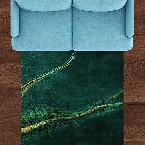 Rug-QJDDUP Kurzflor Teppich Quadratisch,Dark Green,Square 130 x 130 cm, Rot Orange Gelb Grün Abstraktes Motiv,Teppiche für Wohnzimmer Schlafzimmer Esszimmer