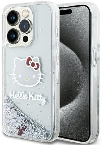 MOBO Hello Kitty HKHCP14XLIKHET Hülle für iPhone 14 Pro Max 6.7'' Silber hardcase Liquid Glitter Charms Kitty Head