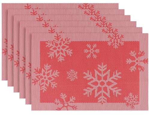 Aofmee Platzset Weihnachten, Tischset Weihnachten Abwaschbar 6er Set, Platzdeckchen PVC rutschfest Hitzebeständig, Abwischbar Weihnachtstischset für Küche Esstisch Party Dekoration, Leicht zu Reinigen