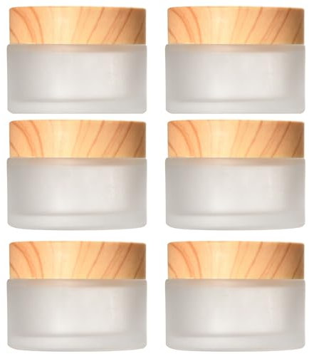 Lot de 6 pots à crème de 30 ml avec couvercle - Vides - En verre mat - Pour cosmétiques, poudres, lotions, crèmes, huiles essentielles