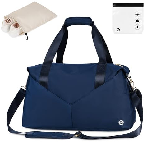 Ceneda Easyjet Reisetasche Handgepäck 45x36x20 Cabin Bag Große Tasche für Flugzeug Faltbare Weekender Handgepäck Sporttasche mit Nass-Tasche Damen Herren Handgepäck Koffer (Navy blau)