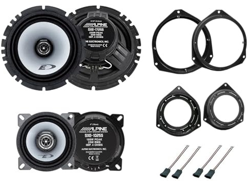 Kit 4 Casse Alpine SXE-1725S e SXE-1025S coassiali per Fiat Grande Punto 165mm con 2 Supporti Anteriori, 2 Posteriori e 4 Connettori