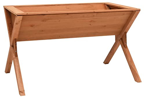 ARKEM Outdoor Flower Bed Planter Box with Bottom Shelf for Vegetables Flowers Herbs,Planter 90x55x56 cm Firwood