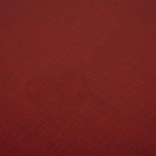 Wachstuch Tischdecke oval abwaschbar Leinenoptik grob Struktur Gartentischdecke fleckenabweisend (Rot, 160x220 cm)