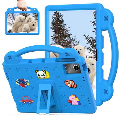 Sfulatdc Kids Tablet Case for Lenovo tab P11/Xiaomi Redmi Pad SE 11 inch, Built-in Kickstand and Handle Shockproof Cute Cover Lightweight Compatible with Doogee t30S/t30 Pro 11 Blue