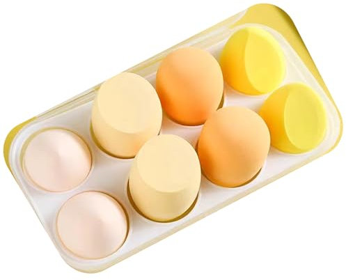 EUDUQ 8 Stück Make up Schwamm Set,Beauty Blender groß Make Up ei bunt Puderquaste Kosmetik Schwämmchen Waschbar Sponge Abschminkpads für Flüssigkeit Foundation Puder Sonnenschutz (Gelb)