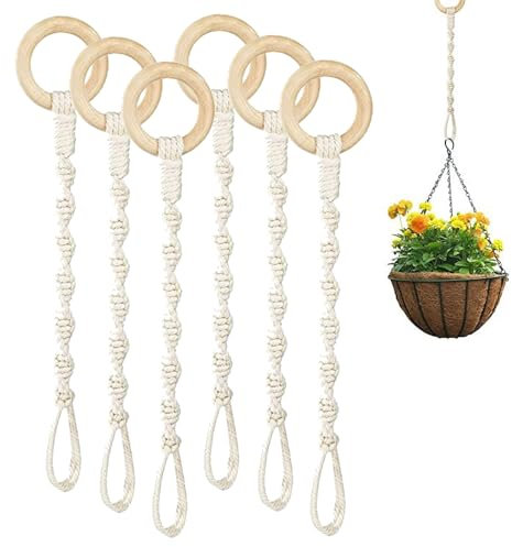 TopHomer 6 Stück Makramee Blumenampel Ketten, 30cm Baumwollseil für Hängeampel, Innen Außen Boho Deko Wanddekoration für Blumentöpfen, Vogelkäfigen, Windlichtern